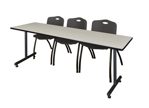 Regency Kobe 48 x 24 in. TBase Training Seminar Table 2 M Stack Chairs