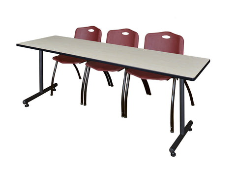 Regency Kobe 48 x 24 in. TBase Training Seminar Table 2 M Stack Chairs