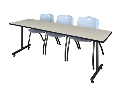 Regency Kobe 48 x 24 in. TBase Training Seminar Table 2 M Stack Chairs