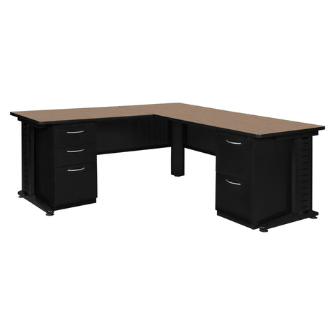 Regency Fusion 66 x 72 in. L Shaped Desk with Double Pedestal Drawer Unit