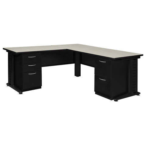 Regency Fusion 66 x 72 in. L Shaped Desk with Double Pedestal Drawer Unit