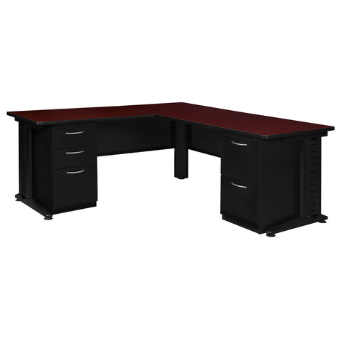 Regency Fusion 66 x 72 in. L Shaped Desk with Double Pedestal Drawer Unit