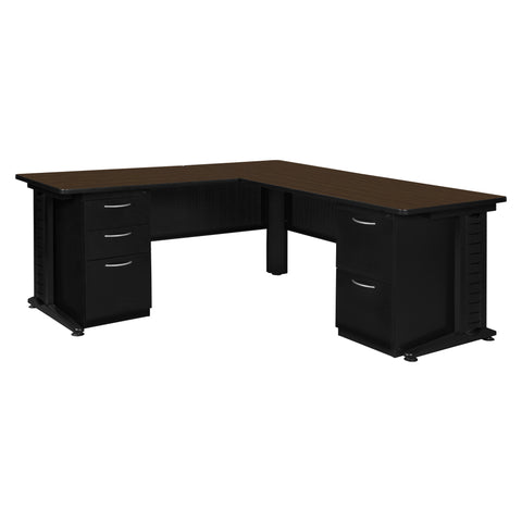 Regency Fusion 66 x 72 in. L Shaped Desk with Double Pedestal Drawer Unit