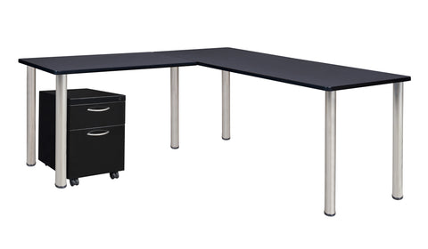 Regency Kee 60 x 66 in. Corner L Shaped Desk with Pedestal Drawer