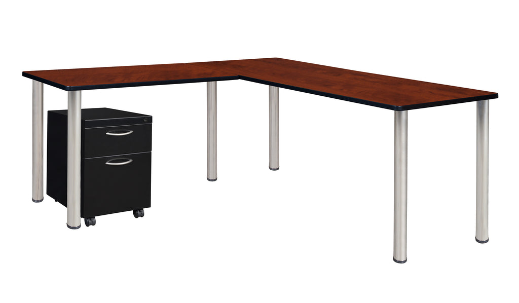 Regency Kee 66 x 66 in. Corner L Shaped Desk with Pedestal Drawer
