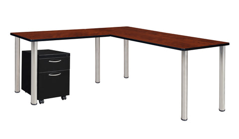 Regency Kee 66 x 66 in. Corner L Shaped Desk with Pedestal Drawer