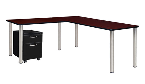 Regency Kee 66 x 66 in. Corner L Shaped Desk with Pedestal Drawer