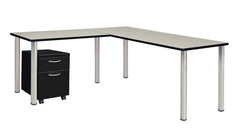 Regency Kee 66 x 66 in. Corner L Shaped Desk with Pedestal Drawer