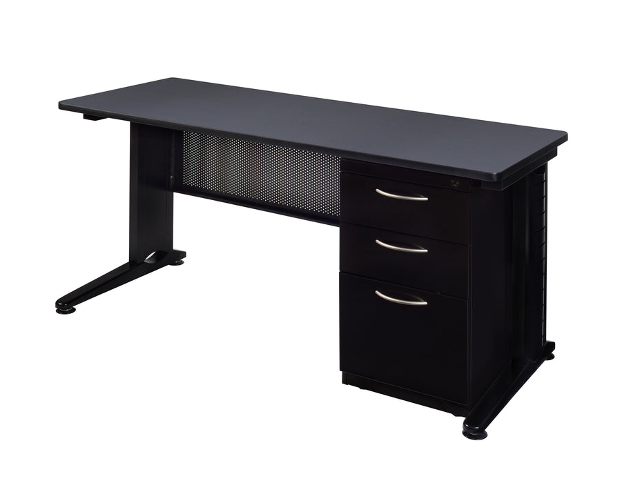 Regency Fusion 72 x 24 Teachers Desk with Single Pedestal Drawer Unit