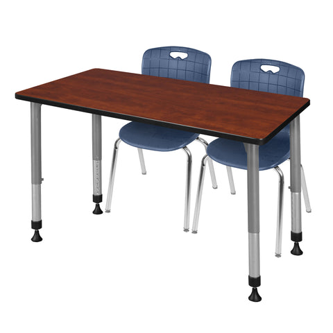 Regency Kee 48 x 24 in. Adjustable Classroom Table & 2 Andy 18 in. Stack Chairs Black