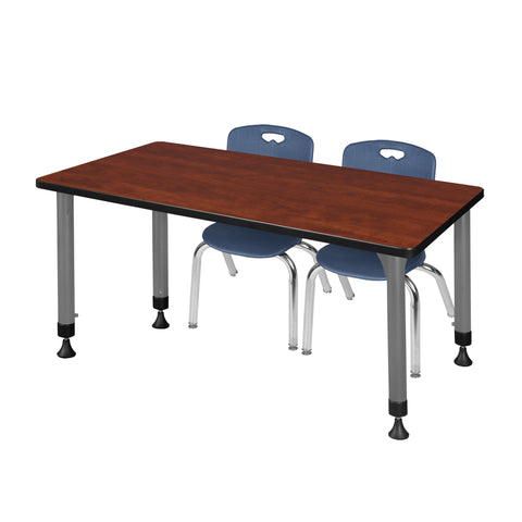 Regency Kee 48 x 24 in. Adjustable Classroom Table & 2 Andy 12 in. Stack Chairs Black