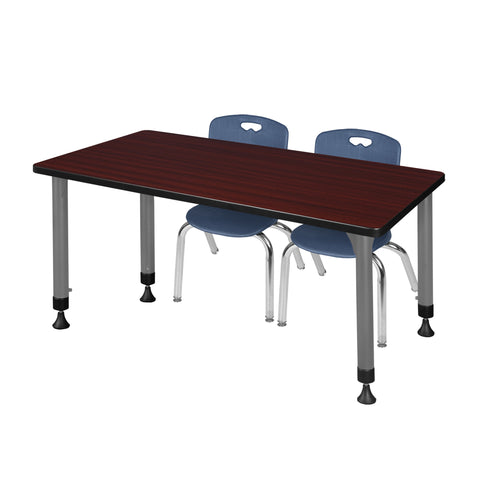 Regency Kee 48 x 24 in. Adjustable Classroom Table & 2 Andy 12 in. Stack Chairs Black