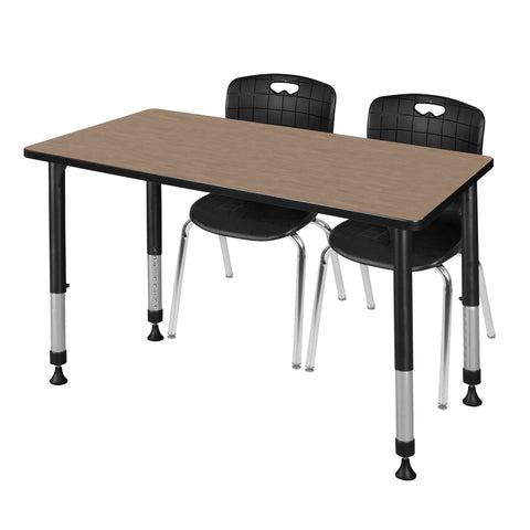 Regency Kee 48 x 24 in. Adjustable Classroom Table & 2 Andy 18 in. Stack Chairs Black