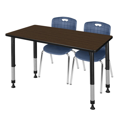 Regency Kee 48 x 24 in. Adjustable Classroom Table & 2 Andy 18 in. Stack Chairs Black