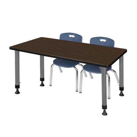 Regency Kee 48 x 24 in. Adjustable Classroom Table & 2 Andy 12 in. Stack Chairs Black