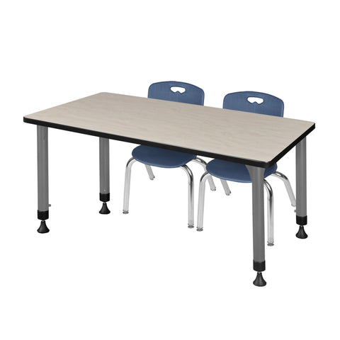 Regency Kee 48 x 24 in. Adjustable Classroom Table & 2 Andy 12 in. Stack Chairs Black