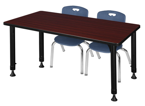 Regency Kee 48 x 24 in. Adjustable Classroom Table & 2 Andy 12 in. Stack Chairs Black