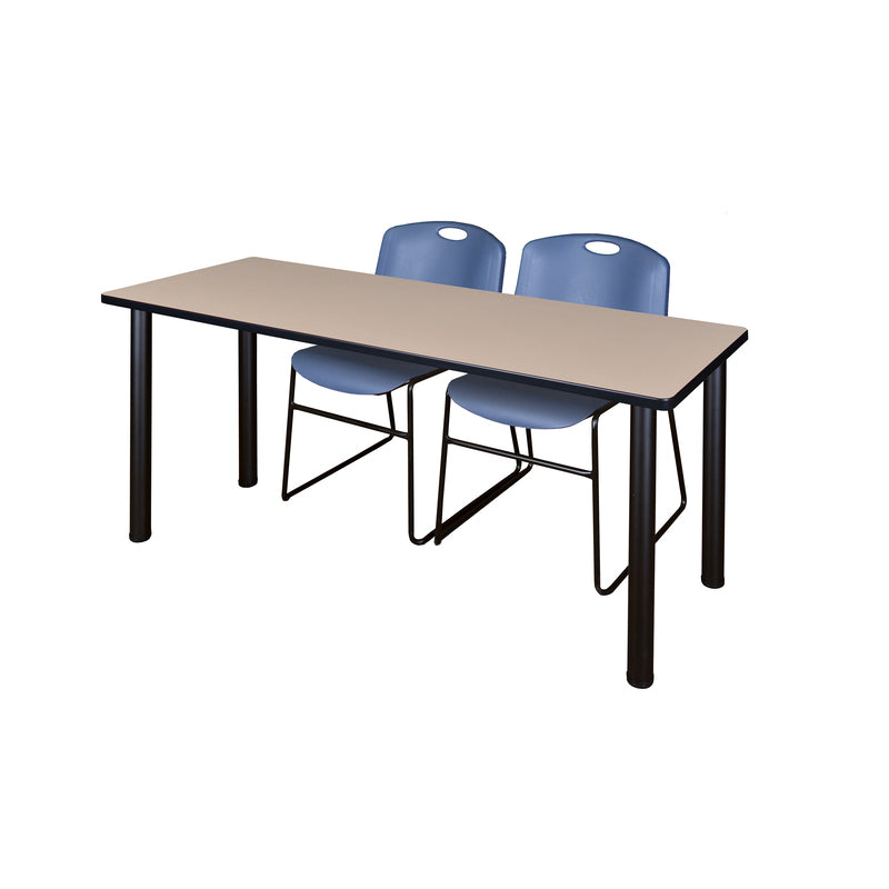 Regency Kee 60 x 24 in. Training Table Top Black Legs & 2 Zeng Chairs
