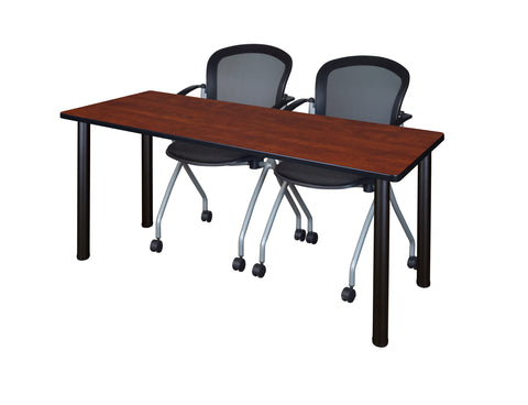 Regency Kee 60 x 24 in. Training Table Top Black Legs & 2 Cadence Nesting Chairs
