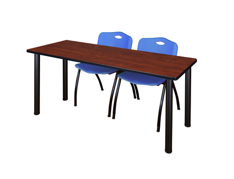 Regency Kee 60 x 24 in. Training Table Top Black Legs & 2 M Stack Chairs