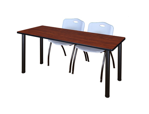Regency Kee 60 x 24 in. Training Table Top Black Legs & 2 M Stack Chairs
