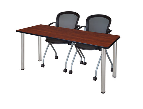 Regency Kee 60 x 24 in. Training Table Top Black Legs & 2 Cadence Nesting Chairs