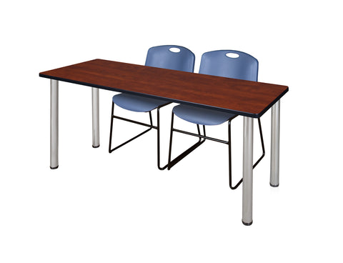 Regency Kee 60 x 24 in. Training Table Top Black Legs & 2 Zeng Chairs