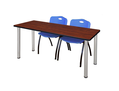 Regency Kee 60 x 24 in. Training Table Top Black Legs & 2 M Stack Chairs