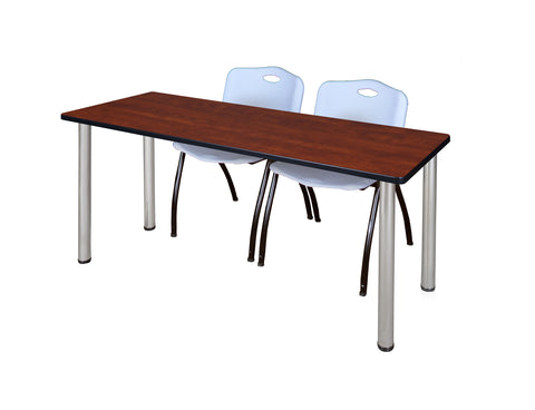 Regency Kee 60 x 24 in. Training Table Top Black Legs & 2 M Stack Chairs