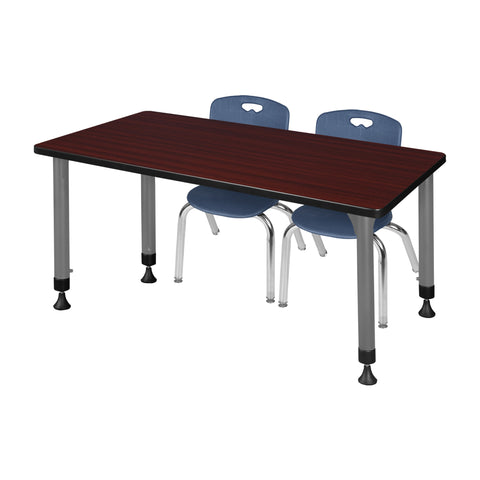 Regency Kee 48 x 24 in. Adjustable Classroom Table & 2 Andy 12 in. Stack Chairs Black