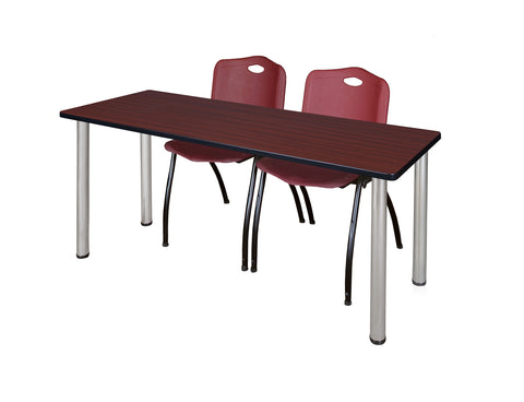 Regency Kee 60 x 24 in. Training Table Top Black Legs & 2 M Stack Chairs