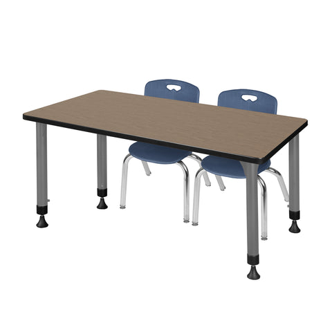 Regency Kee 48 x 24 in. Adjustable Classroom Table & 2 Andy 12 in. Stack Chairs Black