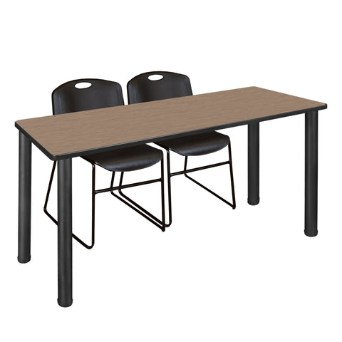Regency Kee 60 x 24 in. Training Table Top Black Legs & 2 Zeng Chairs
