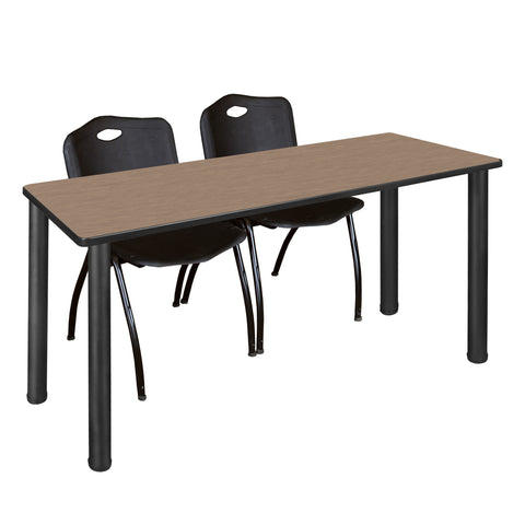 Regency Kee 60 x 24 in. Training Table Top Black Legs & 2 M Stack Chairs