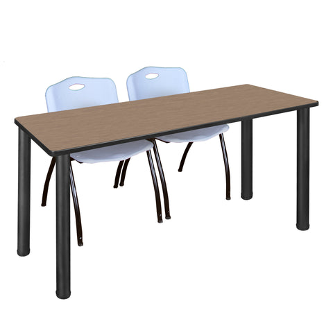 Regency Kee 60 x 24 in. Training Table Top Black Legs & 2 M Stack Chairs