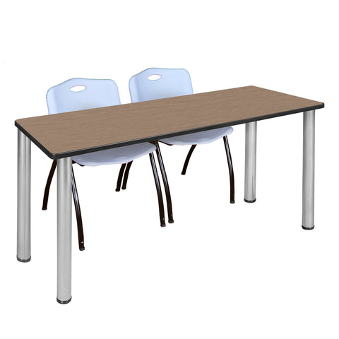 Regency Kee 60 x 24 in. Training Table Top Black Legs & 2 M Stack Chairs