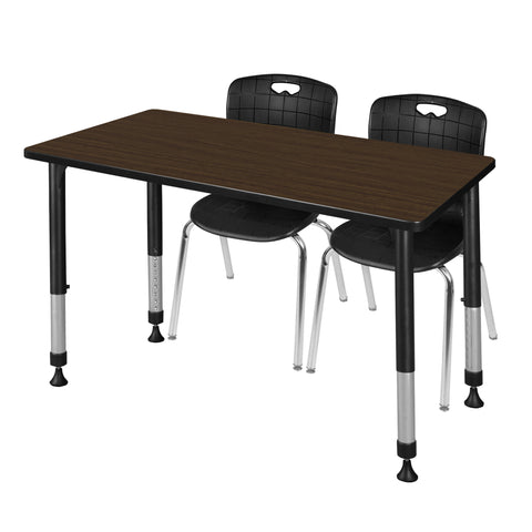 Regency Kee 48 x 24 in. Adjustable Classroom Table & 2 Andy 18 in. Stack Chairs Black