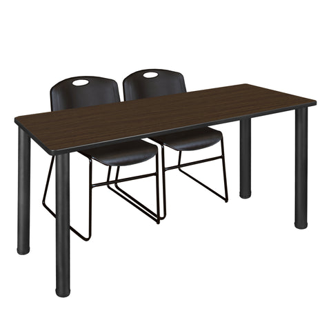 Regency Kee 60 x 24 in. Training Table Top Black Legs & 2 Zeng Chairs