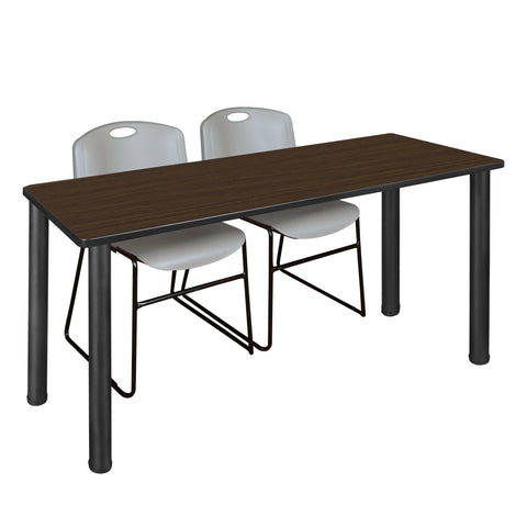 Regency Kee 60 x 24 in. Training Table Top Black Legs & 2 Zeng Chairs