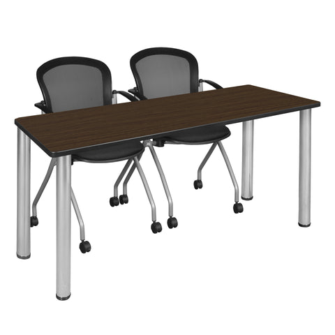 Regency Kee 60 x 24 in. Training Table Top Black Legs & 2 Cadence Nesting Chairs