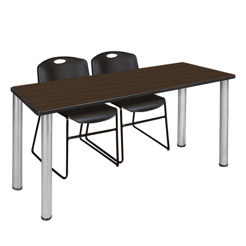 Regency Kee 60 x 24 in. Training Table Top Black Legs & 2 Zeng Chairs