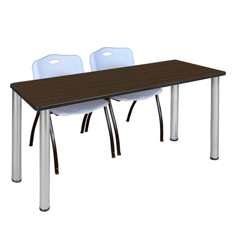 Regency Kee 60 x 24 in. Training Table Top Black Legs & 2 M Stack Chairs