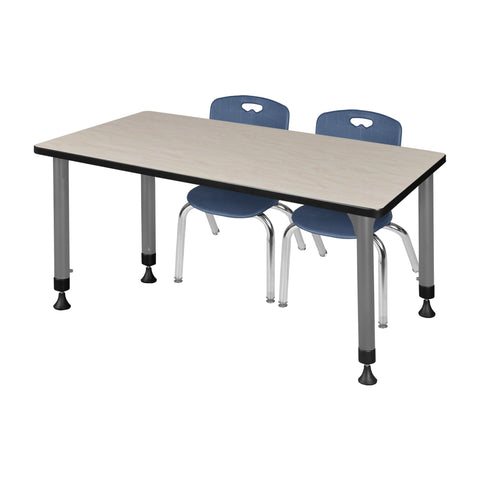 Regency Kee 48 x 24 in. Adjustable Classroom Table & 2 Andy 12 in. Stack Chairs Black