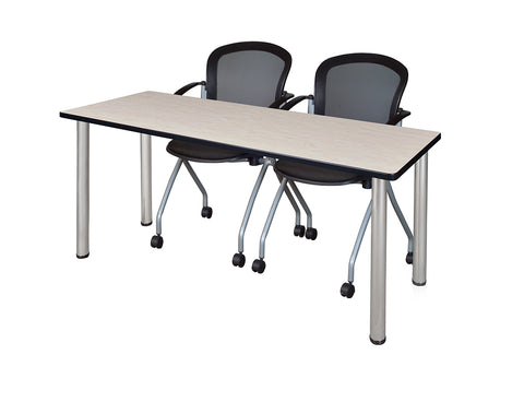 Regency Kee 60 x 24 in. Training Table Top Black Legs & 2 Cadence Nesting Chairs