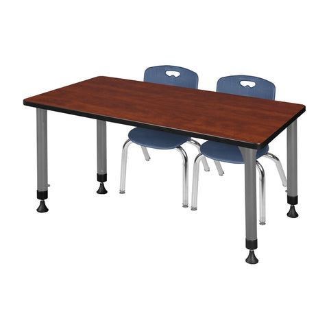 Regency Kee 48 x 24 in. Adjustable Classroom Table & 2 Andy 12 in. Stack Chairs Black