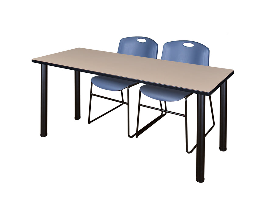 66" x 24" Kee Training Table & 2 Zeng Stack Chairs