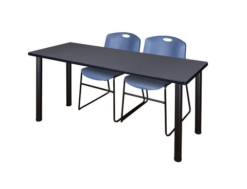 Regency Kee 60 x 24 in. Training Table Top Black Legs & 2 Zeng Chairs