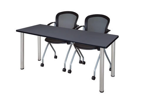 Regency Kee 60 x 24 in. Training Table Top Black Legs & 2 Cadence Nesting Chairs