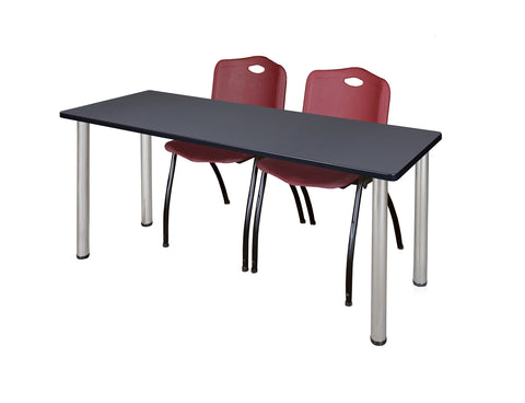 Regency Kee 60 x 24 in. Training Table Top Black Legs & 2 M Stack Chairs