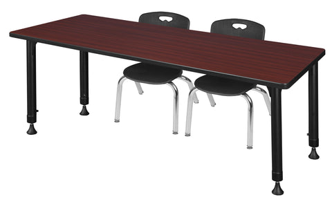 Regency Kee 48 x 24 in. Adjustable Classroom Table & 2 Andy 12 in. Stack Chairs Black